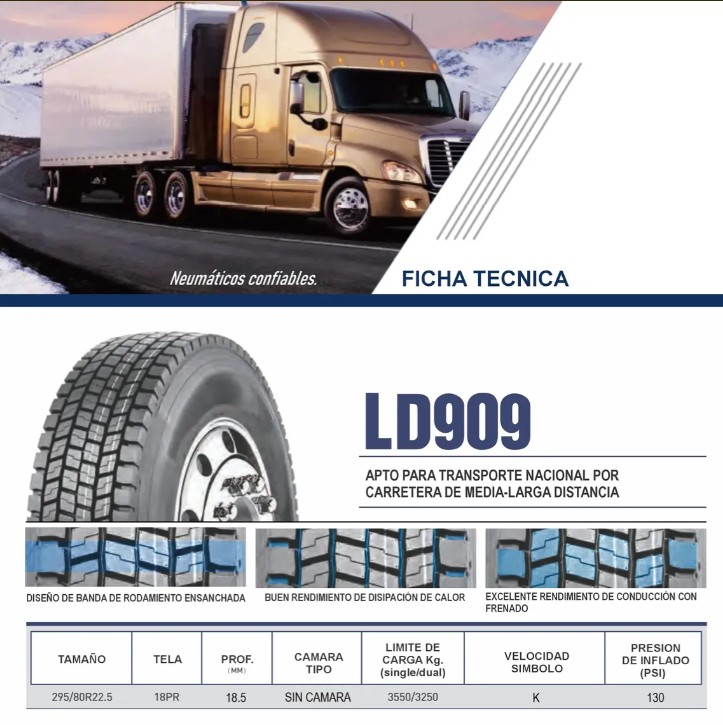NEUMÁTICO 295/80R22.5 LINEMAX LD909 TRACCIÓN - Imagen 3